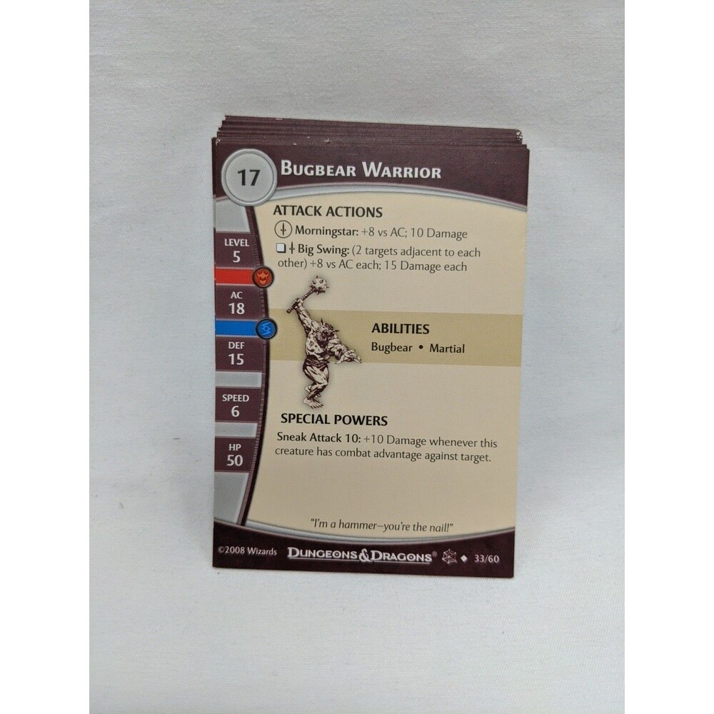 Lot Of (21) Dungeons And Dragons Demonweb Miniatures Game Stat Cards